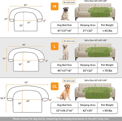 GGIB Calming Dog Bed Fluffy Plush Dog Mat for Furniture Protector with Removable Washable Cover for Large Medium Small Dogs and Cats (Large, Grass Green)