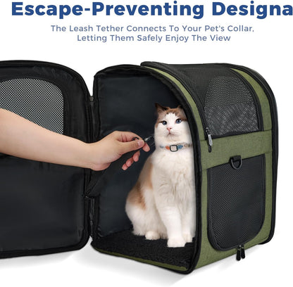 Apollo Walker Dog & Cat Carrier Backpack for 4-15lb Pets - Ventilated Safe Design with Padded Back Support, Breathable Mesh Pet Backpack for Hiking, Travel, Outdoor (Green)