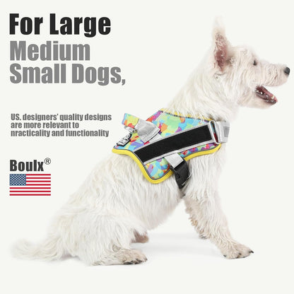 Bolux Dog Harness, No-Pull Reflective Dog Vest, Breathable Adjustable Pet Harness with Handle for Outdoor Walking - No More Pulling, Tugging or Choking (Small (Pack of 1), Watercolour)