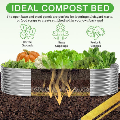 FRIZIONE 2pcs Tall Galvanized Raised Garden Bed Outdoor,Steel Garden Bed for Vegetables,Above Ground Garden Box for Flower,Metal Raised Beds for Gardening