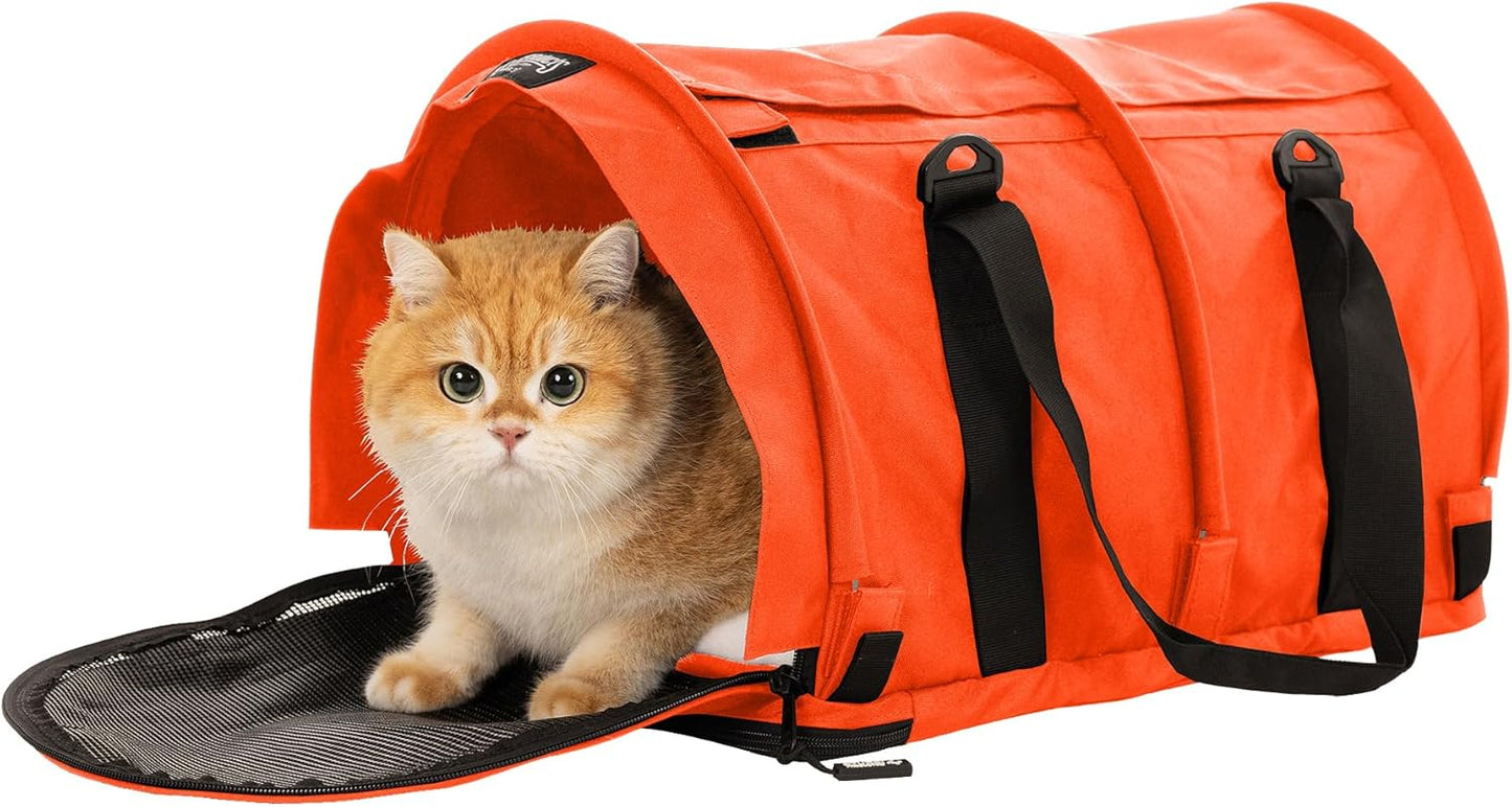SturdiBag Pro 2.0 Pet Travel Carrier for Cats and Dogs | Soft Sided Pet Carrier Bag with Safety Clips and Seatbelt Straps for Car Travel | XL, Orange