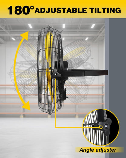 VENTISOL 20 Inch Waterproof Wall Mount Fan, High Velocity 3-Speeds 4650 CFM Heavy Duty for Home, Workshop, Industrial, Barn, Greenhouse, ETL Listed