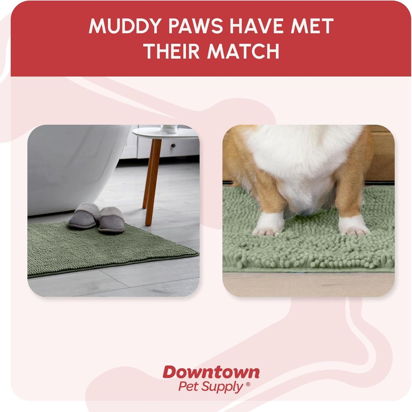 My Doggy Place Microfiber Dog Mat for Muddy Paws, 31" x 20" Sage - Absorbent and Quick-Drying Dog Paw Cleaning Mat, Washer and Dryer Safe - Non-Slip Rubber Backed Dog Floor Mat, Medium