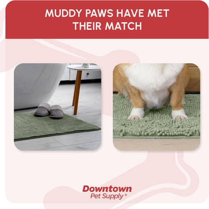 My Doggy Place Microfiber Dog Mat for Muddy Paws, 31" x 20" Sage - Absorbent and Quick-Drying Dog Paw Cleaning Mat, Washer and Dryer Safe - Non-Slip Rubber Backed Dog Floor Mat, Medium