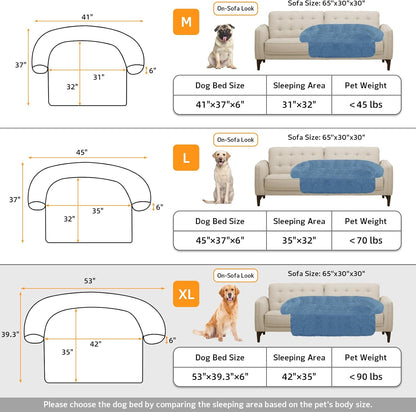 GGIB Calming Dog Bed Fluffy Plush Dog Mat for Furniture Protector with Removable Washable Cover for Large Medium Small Dogs and Cats (Extra Large (53x39.3x6), Navy)