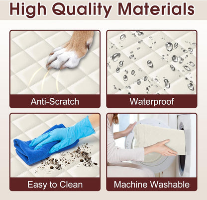 Dog Car Seat Cover, Durable Waterproof Scratch Proof Nonslip Dog Hammock, Pet Back Seat Covers with Pocket for Cars SUVs and Trucks - L, Beige/Black