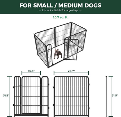 FXW Homeplus Unleashed Indoor Dog Playpen - Stress-Free and Safe Play, Heavy Duty 32 Inch 6 Wire Panels Dog Pen for Small and Medium Dogs, Black│Patented