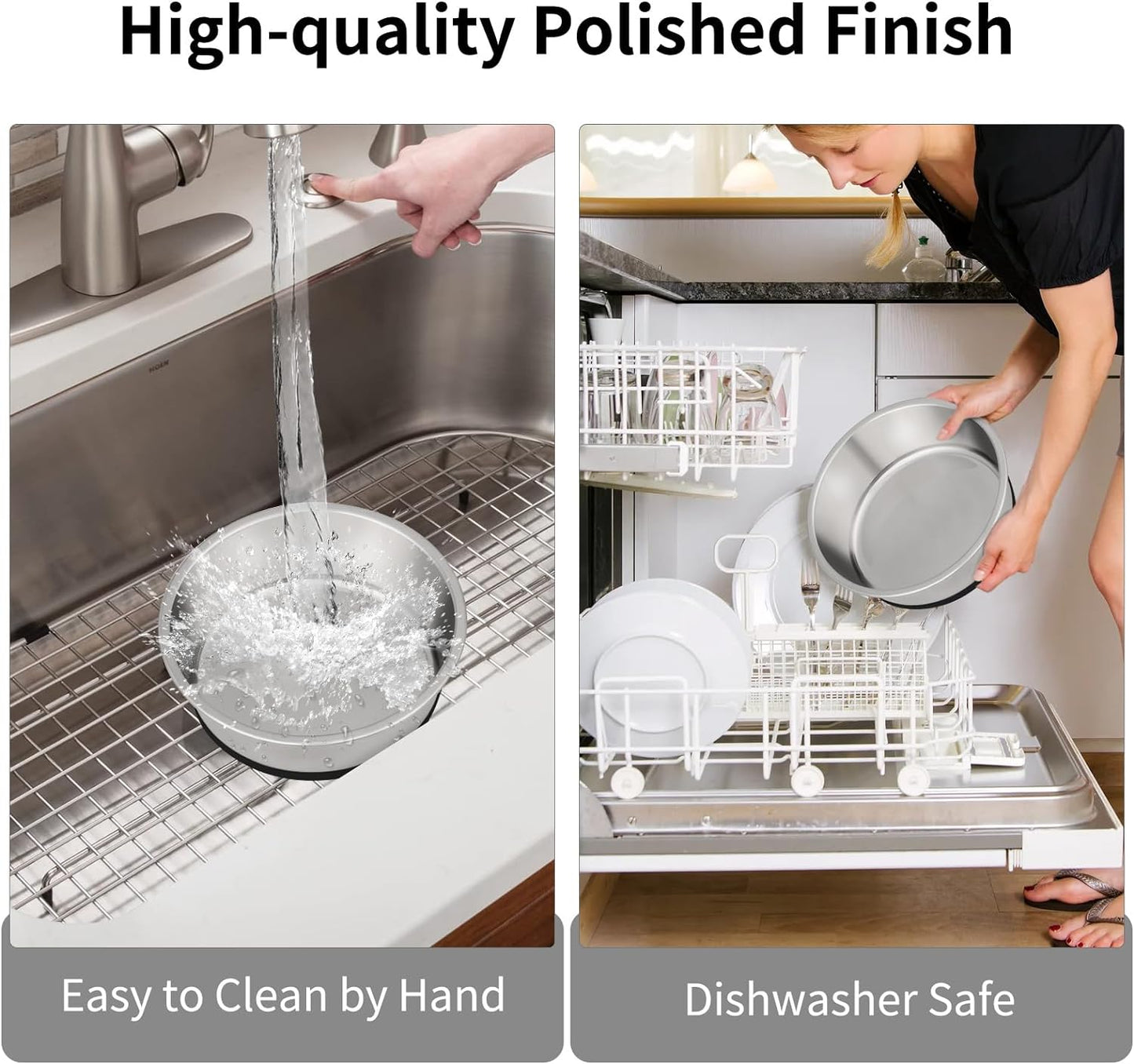 Taglory 11 Cup Stainless Steel Dog Bowls Set of 2 for Food and Water, Silicone Base Anti-Slip, Rust Resistant, Extra Thick Metal Bowls for Large Dogs, 84oz, Black