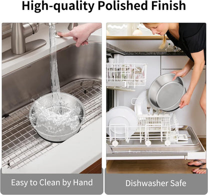 Taglory 11 Cup Stainless Steel Dog Bowls Set of 2 for Food and Water, Silicone Base Anti-Slip, Rust Resistant, Extra Thick Metal Bowls for Large Dogs, 84oz, Black