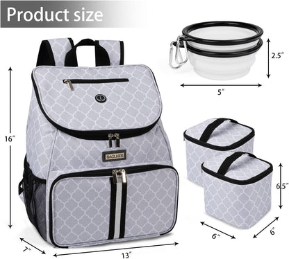 BAGLHER丨Dog Travel Bag, Airline Approved Pet Supplies Backpack, Dog Travel Backpack with 2 Silicone Collapsible Bowls and 2 Food Baskets