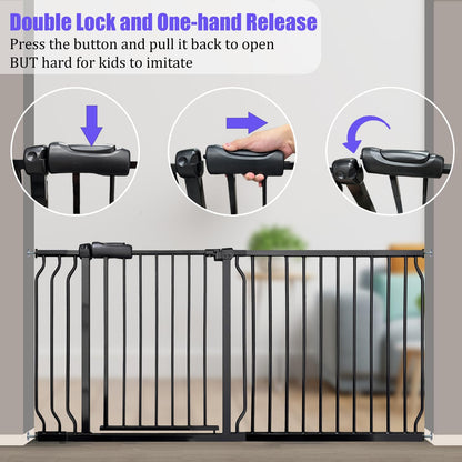 Extra Wide 57.5-62 Inch Large Baby Gates for Stairs, Doorways - No Drilling, Pressure Mounted Pet Gates for Kids & Dogs