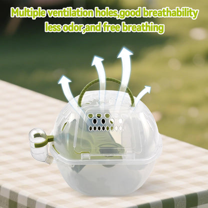Portable Hamster Carrier Cage,Plastic Hamster Travel Carrier with Water Bottle Food Bowl,Green Lightweight Carrying Case for Small Animal Dwarf Syrian Rat Mice