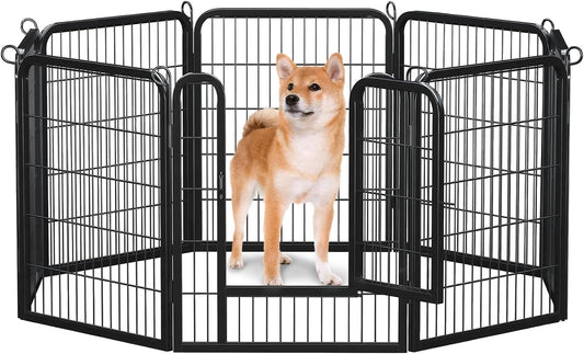32 Inch Dog Playpen - 8 Panels Metal Pet Exercise Pen for Small-Medium Dogs, Indoor/Outdoor Dog Fence for Yard, Garden, Camping & RV Travel