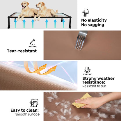 Veehoo Chew-Proof Elevated Dog Bed, Durable Training Platform for Large Dogs, Indoor/Outdoor Raised Pet Cot, Brown, 41x27inches, Model CWC2420CP