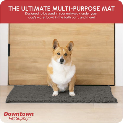 My Doggy Place Microfiber Dog Mat for Muddy Paws, 31" x 20" Ash - Absorbent and Quick-Drying Dog Paw Cleaning Mat, Washer and Dryer Safe - Non-Slip Rubber Backed Dog Floor Mat, Medium