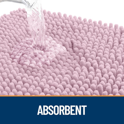 OLANLY Dog Door Mat for Muddy Paws 24x16, Absorbs Moisture and Dirt, Absorbent Non-Slip Washable Doormat, Quick Dry Chenille Mud Mat for Dogs, Entry Indoor Entryway Carpet for Inside Floor, Dusty Rose