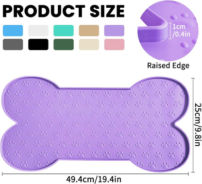 Dog Food Mat Anti-Slip Silicone Dog Bowl Mat Thicker Pet Placemat Waterproof Cat Feeder Pad with Raised Edge Puppy Kitten Feeding Mats Suitable Small Medium-Sized Dogs Cats Eating Tray