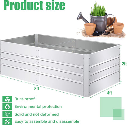 SnugNiture Galvanized Raised Garden Bed 8x4x2FT Outdoor Large Metal Planter Box Steel Kit for Planting Vegetables, Flowers