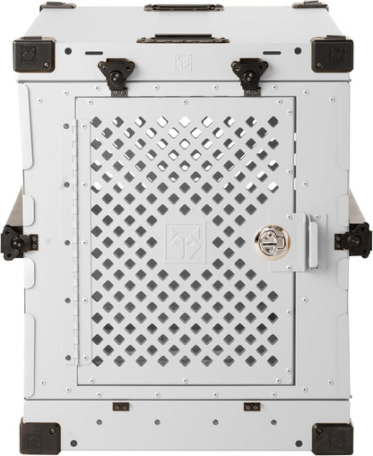 Impact Collapsible Dog Crate - Foldable Hard Crate for Intermediate Dogs - Heavy Duty Travel Kennel with Powder-Coated Aluminum - Quick Setup for Indoor & Outdoor (White, 34" (34.5" L x 23" W x 29" H)