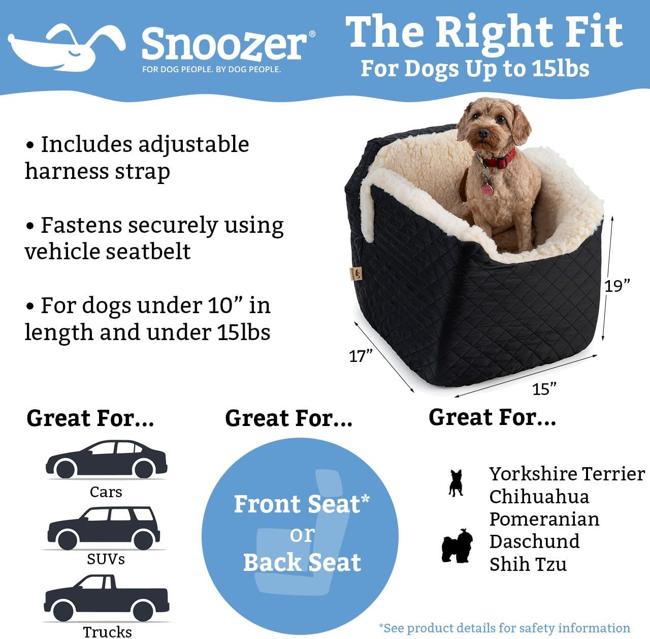 Snoozer Small Luxury Lookout Car Seat, Black and Herringbone