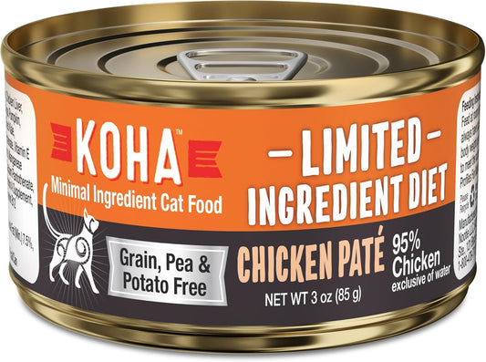 KOHA Limited Ingredient Diet Chicken Pate for Cats - Single Meat Wet Cat Food for Sensitive