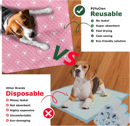 PJYuCien Washable Dog Playpen Mat, 2 Pack 36”x 36” Pink, Leak-Proof Reusable Puppy Pee Pads, Non-Slip Pee Mat for Whelping Pads, Crate, Potty Training, Puppy (Note: Mat Only, Playpen Not Included)