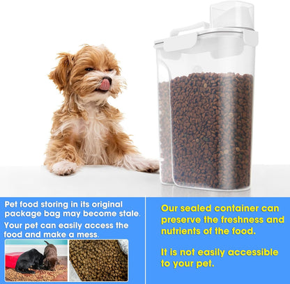 TBMax Airtight Pet Dog Cat Food Container Bird Seed Storage Container with Easy-Pouring Spout and Cup, Portable Travel Kibble Storage Dispenser for Small Animal Food Storage