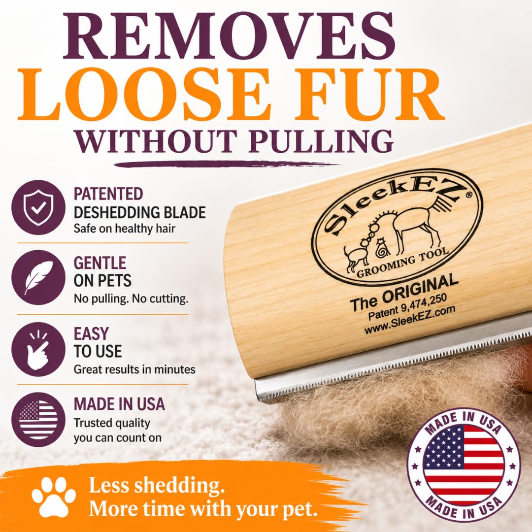 SleekEZ Dog Brush for Shedding | Patented Deshedding. Chosen for real quality, fits naturally into