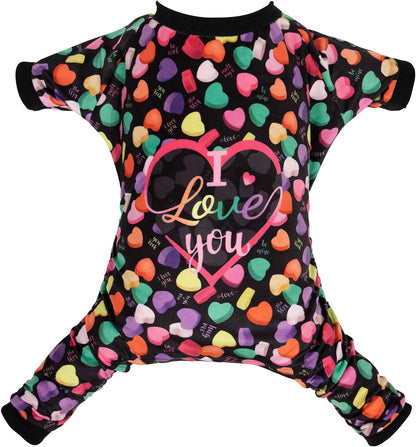 CuteBone Small Dogs Valentines Outfit Soft Puppy Onesies Pjs Dog Pajamas Pet Coat Cat Apparel Comfy Doggie Jumpsuit Bodysuit for All Seasons P272S