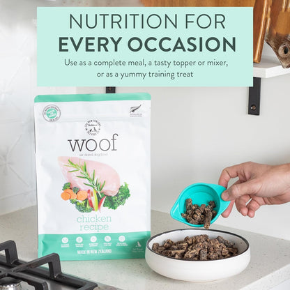 WOOF Air Dried Dog Bites - Chicken Recipe Dog Food High Protein Toppers for Dry Dog Food, Healthy Dog Food,26.5oz