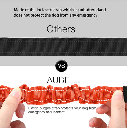 AUBELL Dog Seat Belt for Car,Updated 3-in-1 Adjustable Reflective Bungee Heavy Duty Dog Car Harness Tether with Clip Hook Latch & Buckle,Swivel Zinc Alloy Carabiner,Orange