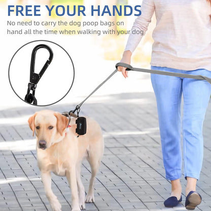 PuppyDoggy 1 Pack Poop Bag Holder for Dogs & Cats Waste Bag Dispenser Pouch Dispenser with 1 Roll of Free Poop Bags for Dog Leash Accessory Bicycle (Blue)