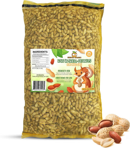 Premium Quality- 25 Pound Raw Peanuts in Shell – All-Natural Food for Squirrels, Deer, Birds, and Other Wildlife Animals – Bulk Wholesale Bag – Grown in The USA for Healthy Nutrition