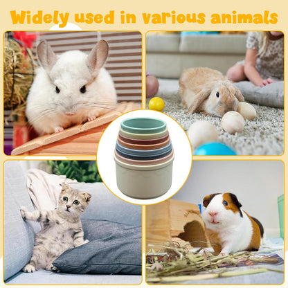 8 Pcs Stacking Cups for Small Animal Toys,Nesting Rabbit Toys of Different Sizes,Safe Plastic Colorful Nesting Toys for Bunny Guinea Pig Hiding Food and Playing