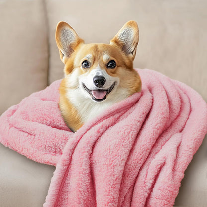 Luciphia 1 Pack 3 Calming Dog Blanket Fluffy Premium Fleece Pet Blankets Soft Sherpa Throw for Dogs Puppy Cat Beige/Pink/HazeBlue Medium (30" x20")