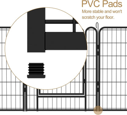 Dog Playpen, Outdoor Dog Fence, 8 Panels, 40" H Dog Pen for Large/Medium/Small Dogs, Heavy Duty Metal Pet Fence with Gate, Portable Dog Fence for RV Camping and Yard (Black)