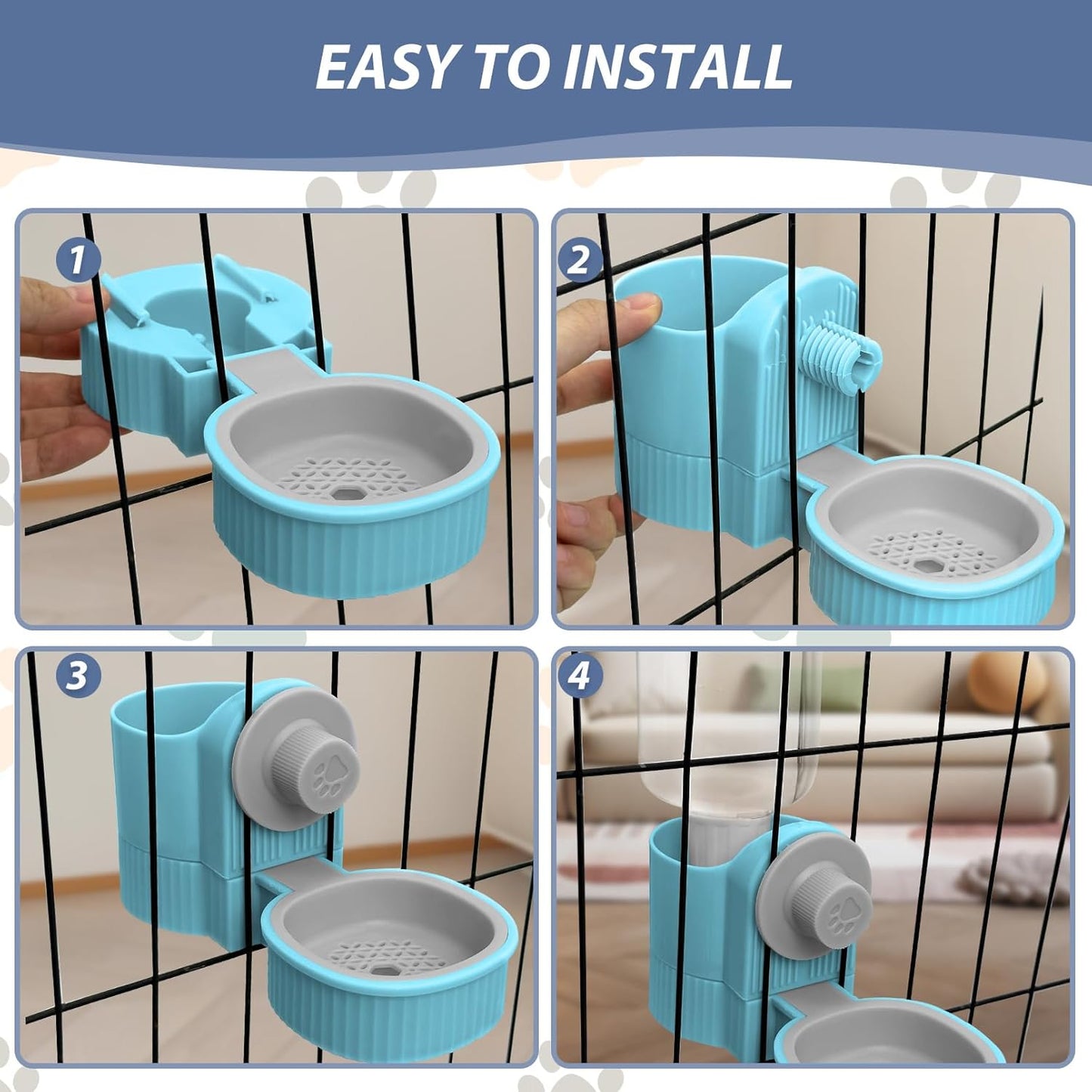 Fhiny Rabbit Water Bottle, 18oz Hanging Guinea Pig Water Bottle No Drip Gravity Bunny Water Dispenser for Cage Automatic Rabbit Waterer for Bunny Guinea Pig Chinchilla Ferret Cat Puppy