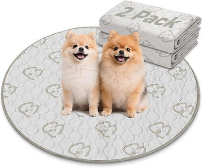 FXW Washable Pee Pads for Dogs, Puppy Pads with Super Absorbent, Specifically Designed for Whelping Box, 32" Round, Khaki, 2 Packs