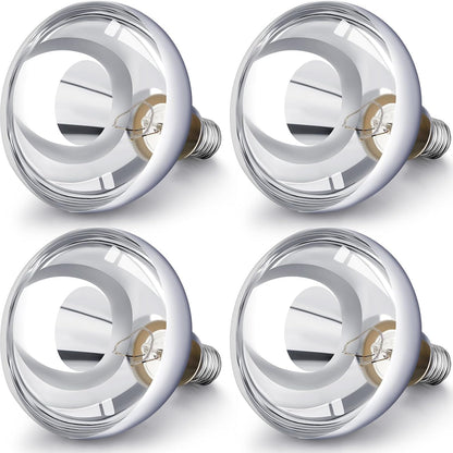 VIHOSE 4 Pack 250 Watt Heat Lamp 120v R40 Heat Lamp Bulbs Glass Incandescent Light Bulbs Incandescent Heating Lightbulbs for Reptiles Chicks Food Puppies Bathroom, Use E26 Base (Silver)