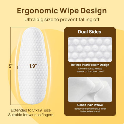 HICC PET Dog Ear Wipes Finger 100 Count Dog Ear Cleaner Wipes for Dogs & Cats, Dog Ear Infection Treatment to Relieve Ear Itching & Inflammation, Remove Ear Wax, Dirt, Smelly - Unscented