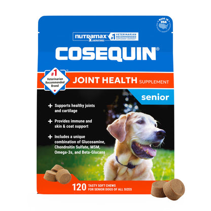 Nutramax Cosequin Dog Joint Supplement for Senior Dogs. Chosen for real quality, fits naturally