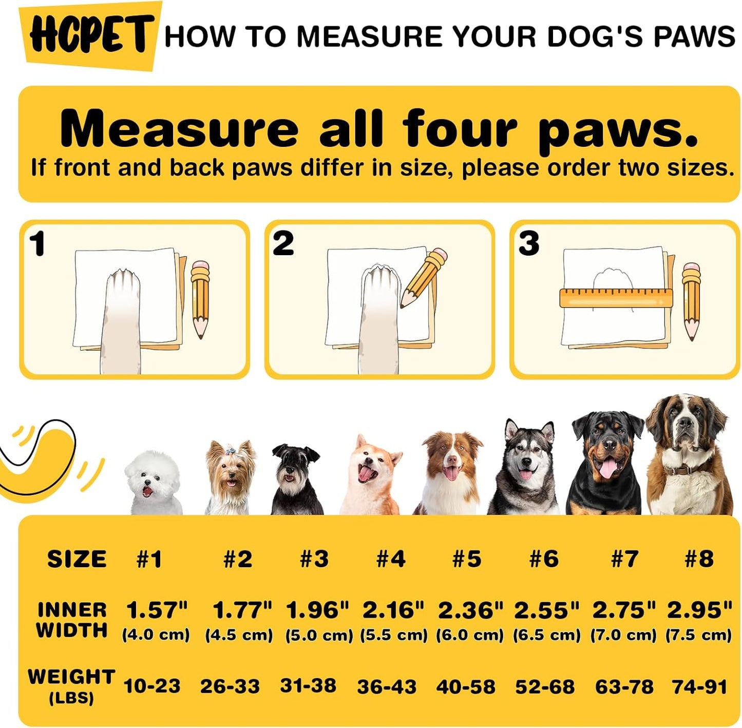 Hcpet Dog Shoes, Dog Boots for Small Dogs, Waterproof Medium Dog Booties Paw Protector for Summer Hot Pavement, Winter Snowy Day, Outdoor Walking, Indoor Hardfloors Anti Slip Sole Orange Size 3