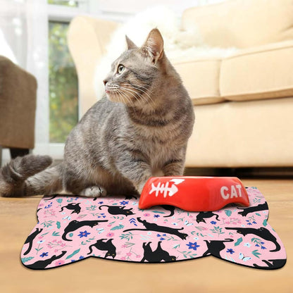 Cat Food Mats for Floor, Dog Water Bowl Mats Pet Feeding Absorbent Placemats for Food and Water Pink 23.6 * 13.7 inch