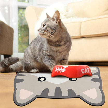 Grey Cat Food & Water Mats - Absorbent Pet Feeding Placemats 23.6 * 13.7 inch