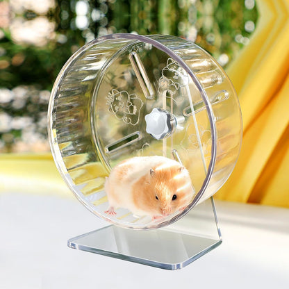 Silent Hamster Wheel, Super-Silent Hamster Exercise Wheels Accessories, Quiet Running Wheels, Adjustable Stand for Hamsters Mice Or Other Small Animals (Ф 7 inch,Transparent)