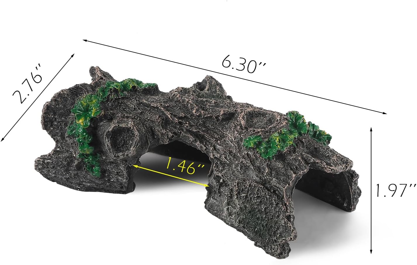 IBWell Aquarium Wood Fish Tank Decorations，Resin Fake Logs Terrarium DÉCor, Reptile Hide Aquarium Hideout for Fish Cave, Small Turtles, to 20 Gallon Tank