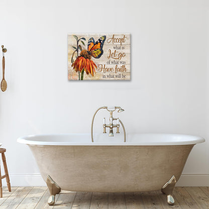 Farmhouse Butterfly Bathroom Pictures Wall Art, Rustic Floral Country Bathroom Wall Decor, Daisy Inspirational Framed Painting Canvas Artwork for Bedroom Living Room Decorations 20"L x 16"W