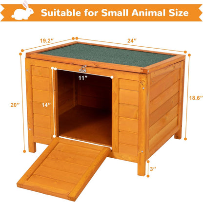 COZIWOW 24inches Wooden Catio Outdoor Cat House Small Animal House，Rabbit Hutch Indoor，Stable Weatherproof Bunny Cage Pet Shelter for Small Cat Dog Rabbit Guinea Pig(Orange)