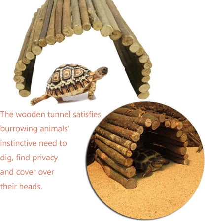 Hamiledyi 2 PCS Extra Large Wooden Reptile Hideout Bearded Dragon Bendy Bridge Climbing Ladder Hiding Hut Reptiles Hide Cave Habitat Decor for Lizards Gecko Spiders Snakes Tortoise(20" x 11.8")