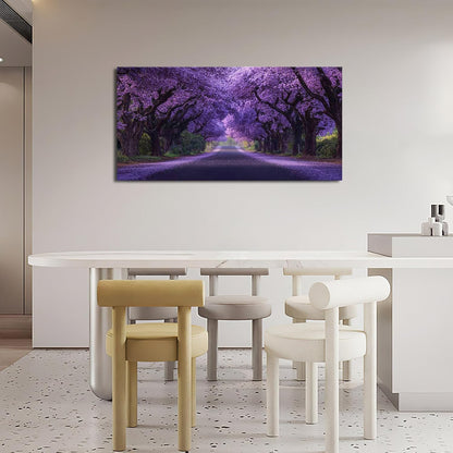 Large Purple Flower Wall Art Nature Landscape Canvas Living Room Floral Aesthetics Pictures Framed Prints Oversize Wall Decor Painting Artwork for Bedroom Dining Office Home 60"x30"